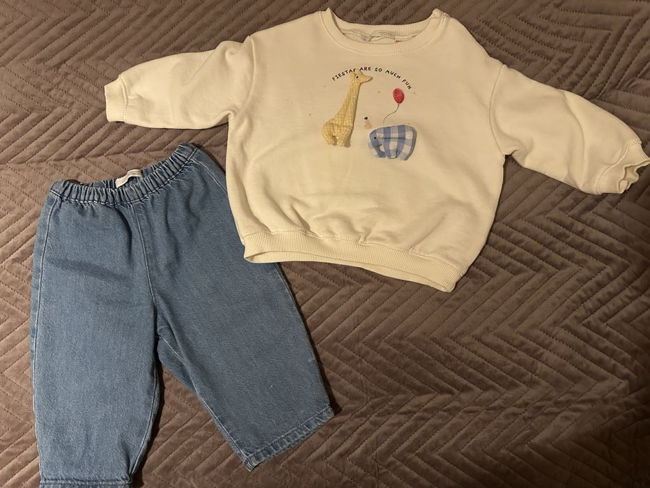 Суичър и дънки Зара 80см - 9/12 м. Oversized Zara