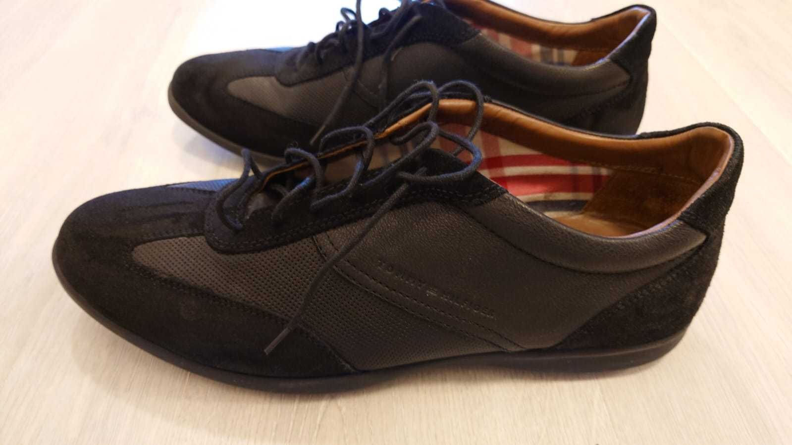 Pantofi casual barbati, Tommy Hilfiger, piele, negru, marimea 45