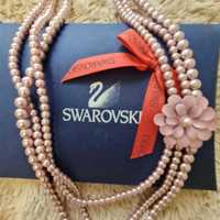 Colier perle sferice SWAROVSKY originale , culoare roz prafuit, NOU