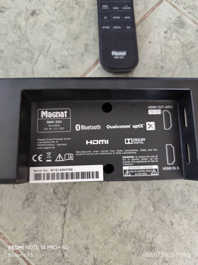 Magnat sbw 250 саундбар с бас каса