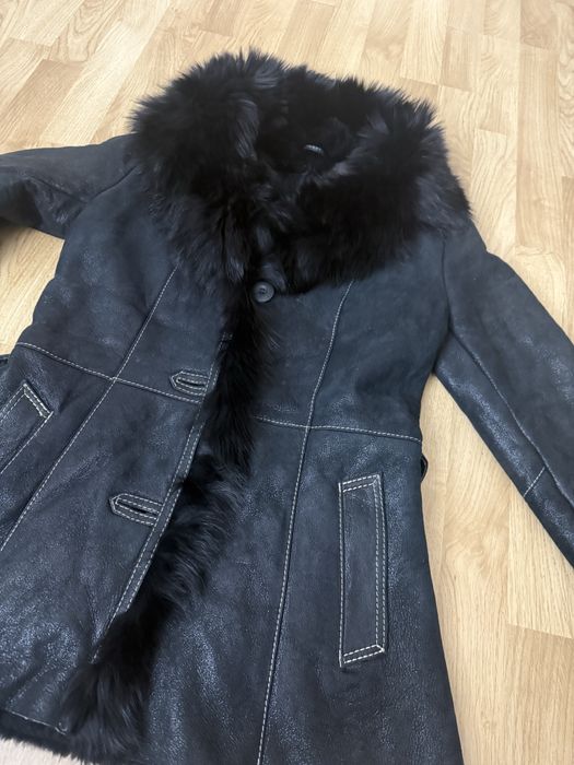 Cojoc blana naturala negru cu sidef