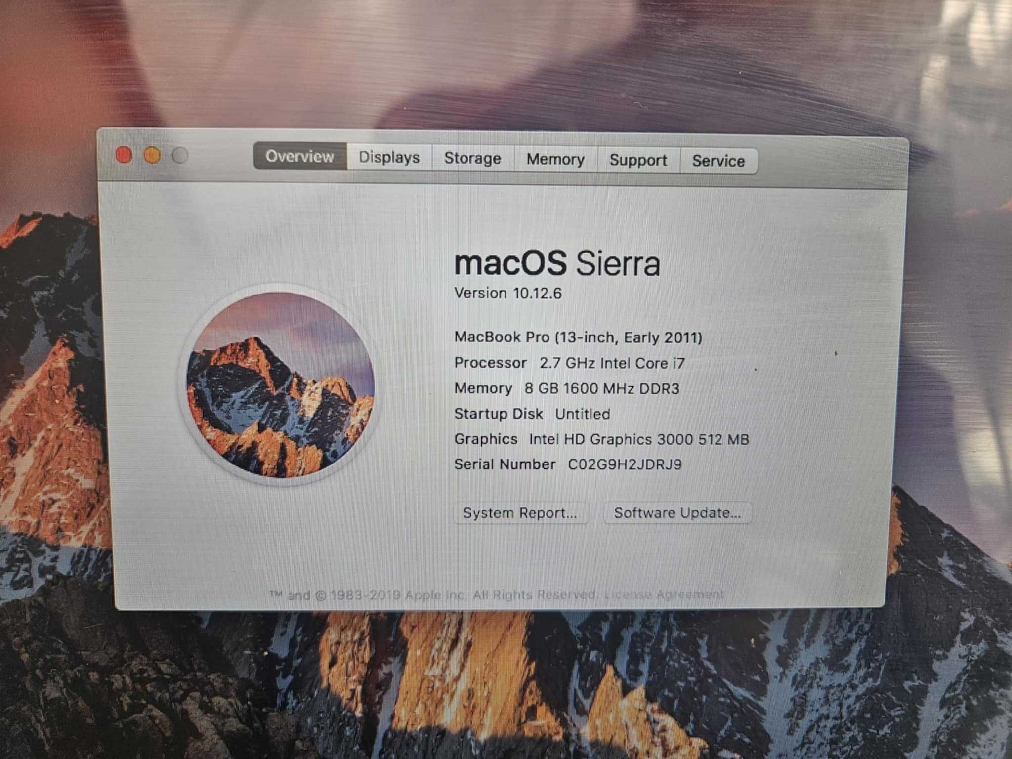 Лаптоп Macbook Pro A1278 / 2.7GHz Intel Core i7 / 8GB RAM / 128GB SSD