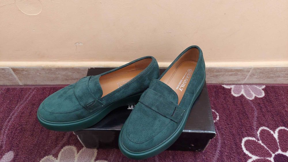 Зелени  дамски мокасини
