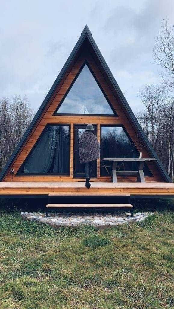 Cabana tip A Frame si casa din structura de lemn de vanzare la comanda