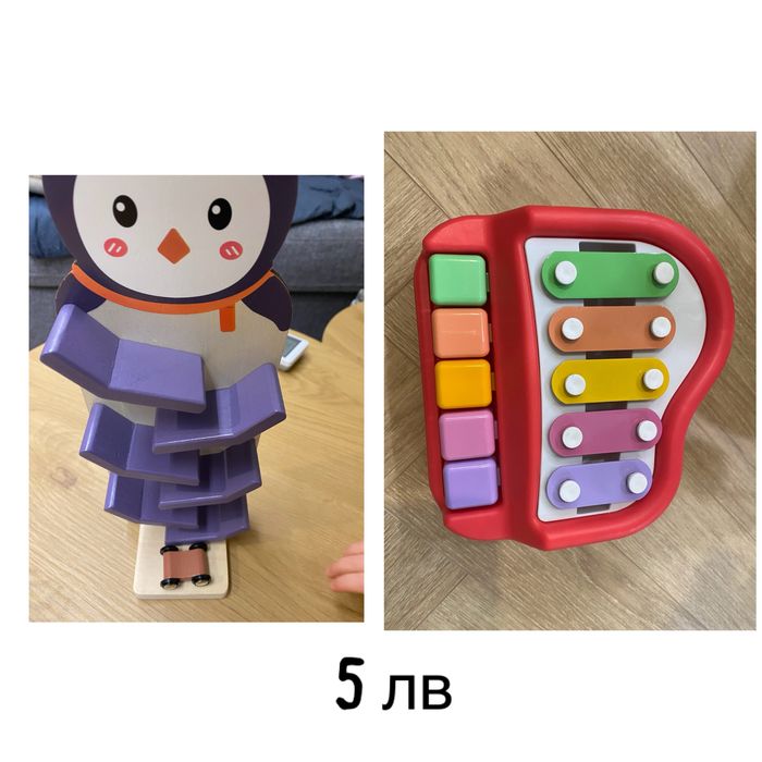 Играчки-сортер , изскачащи животни , пиано и де