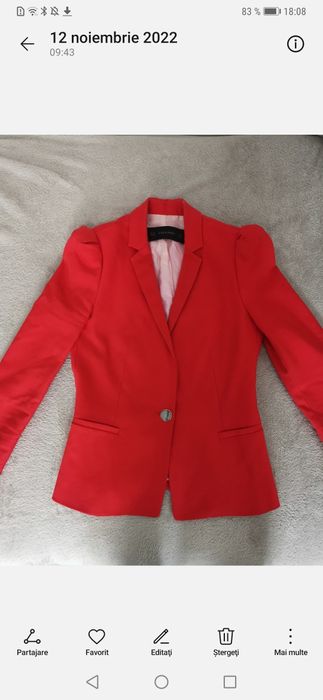 Sacou roșu Zara, XS