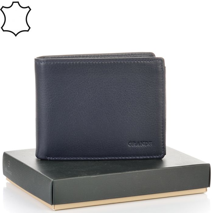 МЪЖКО ПОРТМОНЕ GRANDE от естествена кожа - Тъмно синьо