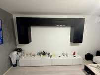 Mobila living alb/negru mdf lucios