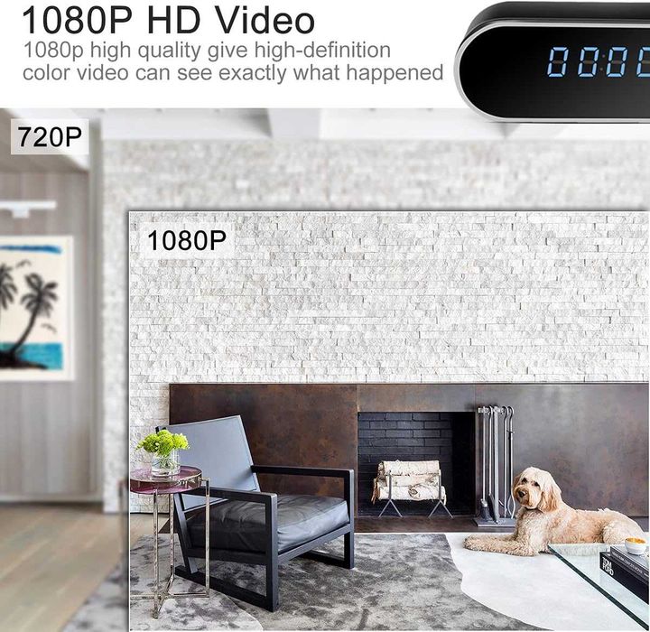 Часовник с камера, HD 1080P WiFi камера с будилник с нощно виждане