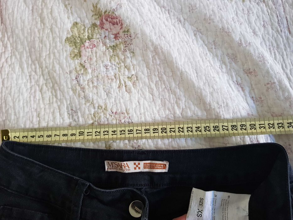 Черни тип дънки-панталон памук 2бр. р-р S/XS