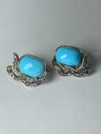 Cercei antic aur cu turquoise si diamante