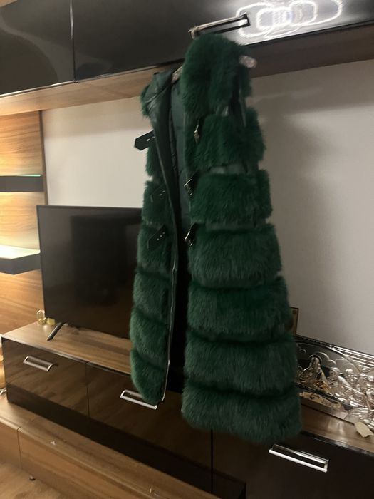 Vesta femei  , blană artificială , mărimea XL , culoare verde