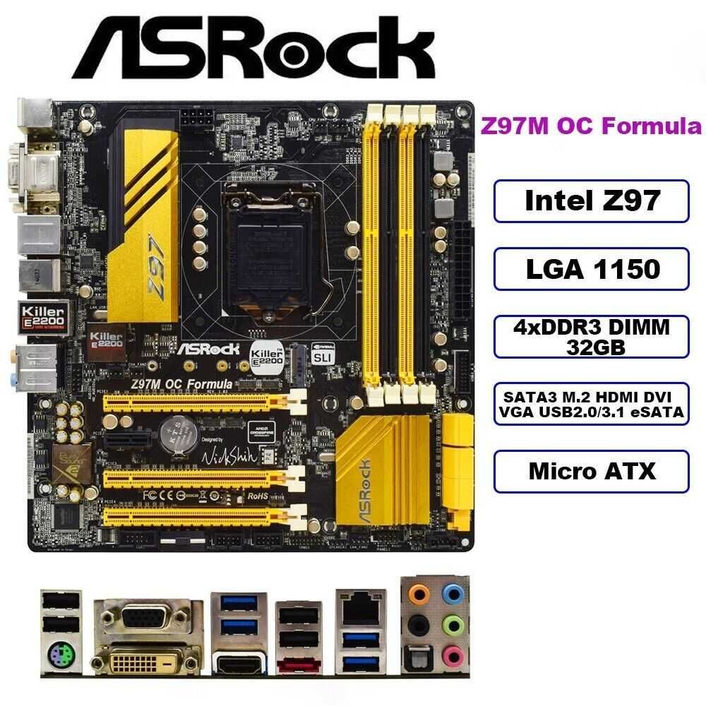 Дъно Дънна платка AsRock Z97M OC Formula 1150 DDR3 OVERCLOCK