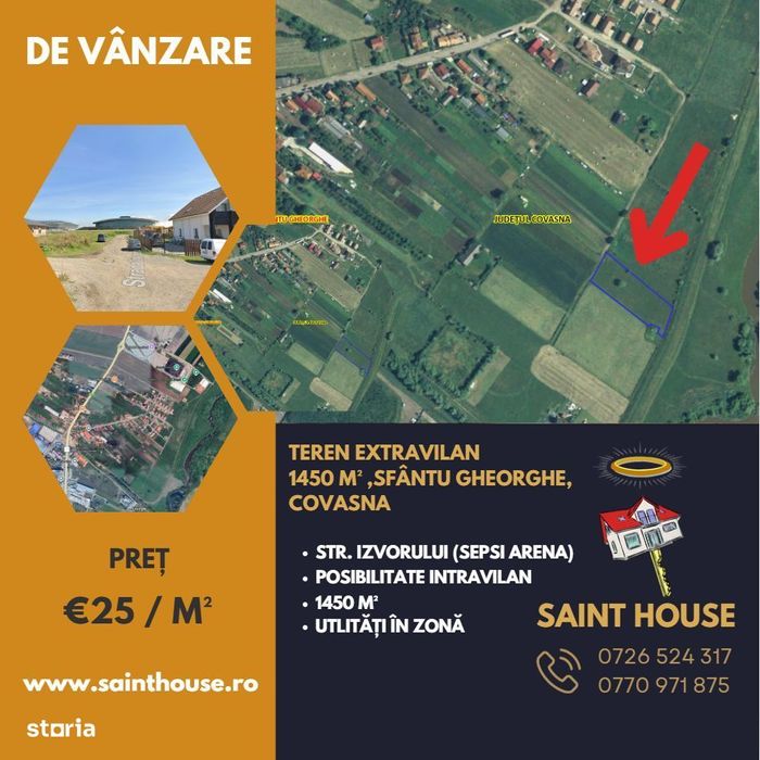Teren extravilan 1450 M² în apropiere de Sepsi Arena