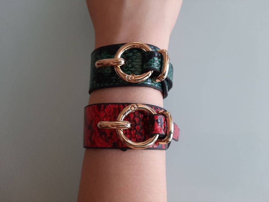 Ефектни гривни със змийски ефект.Естествена кожа!НОВИ!