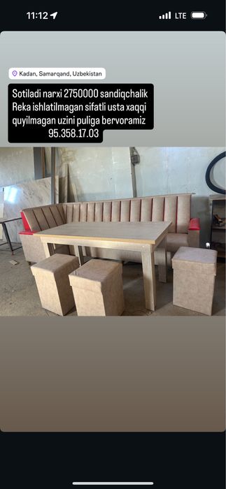 Uzinligi 3 m ga 1.20 m