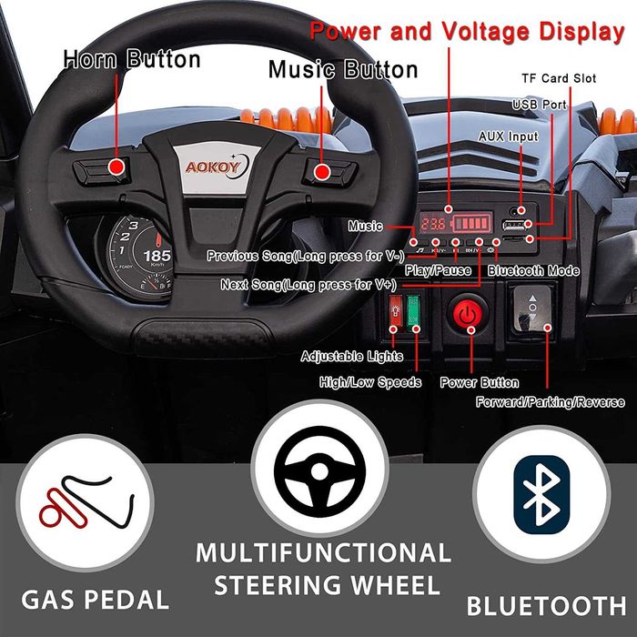 Акумулаторен Двуместен ДЖИП AOKOY 4x4 UTV 24v батерия С ДИСТАНЦИОННО