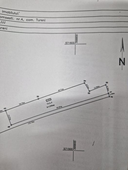 Teren intravilan 1290 mp, Comșești, jud. Cluj