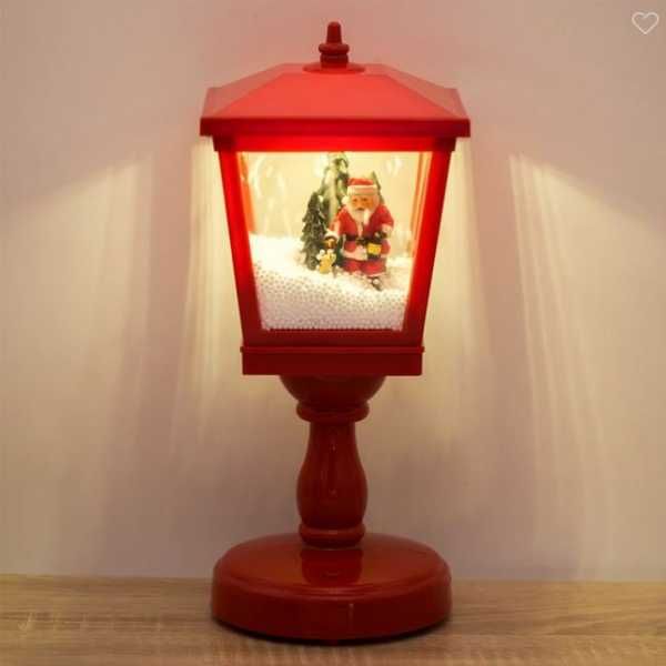 Коледен музикален фенер, снежна топка Дядо Коледа, Бяла LED светлина