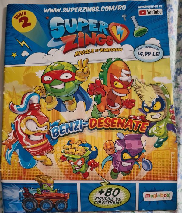 Masinuta cu figurine Superzings, Monster Roller Erou + revista