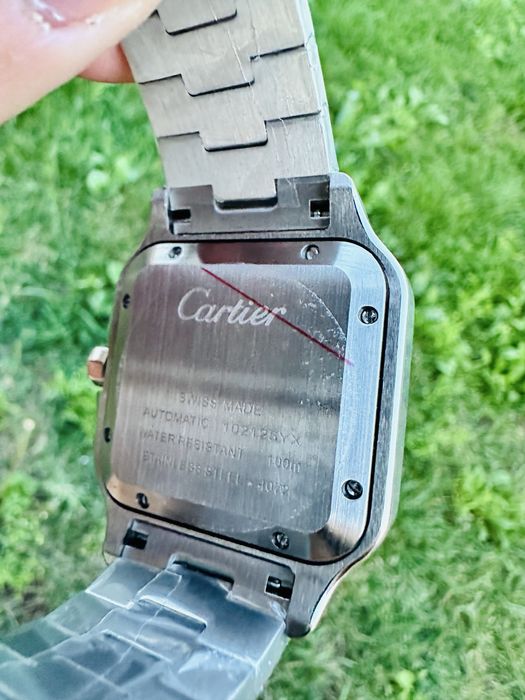 Ceas automatic Cartier Santos de Cartie Silver cu bezel gold