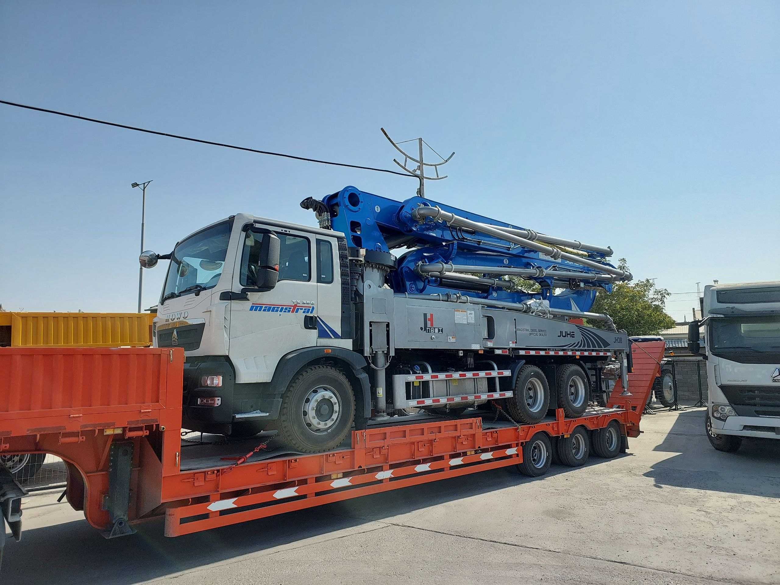 Автобетононасос марки JIUHE JH38 на шасси HOWO TX, SITRAK, FAW 38 метр