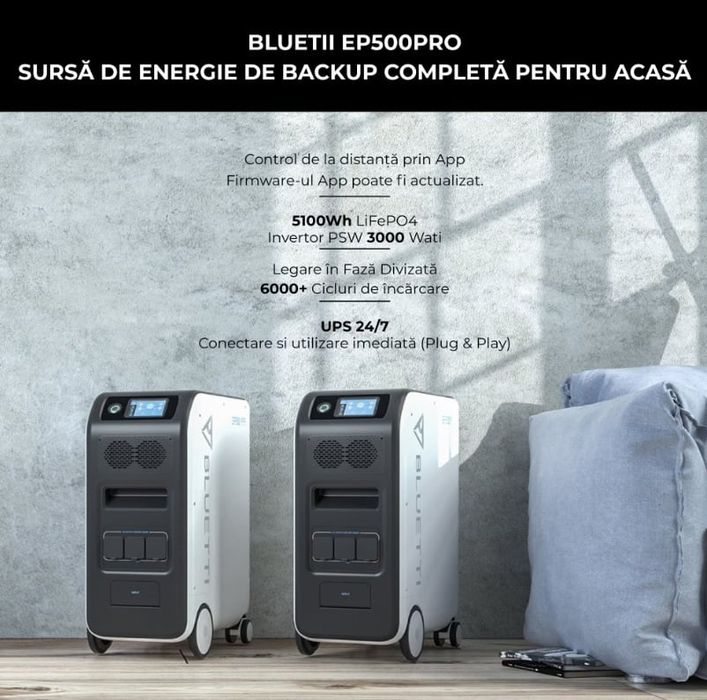 Statie de alimentare solara,BLUETTI EP500Pro,5100Wh LiFePO4,50x30x76cm