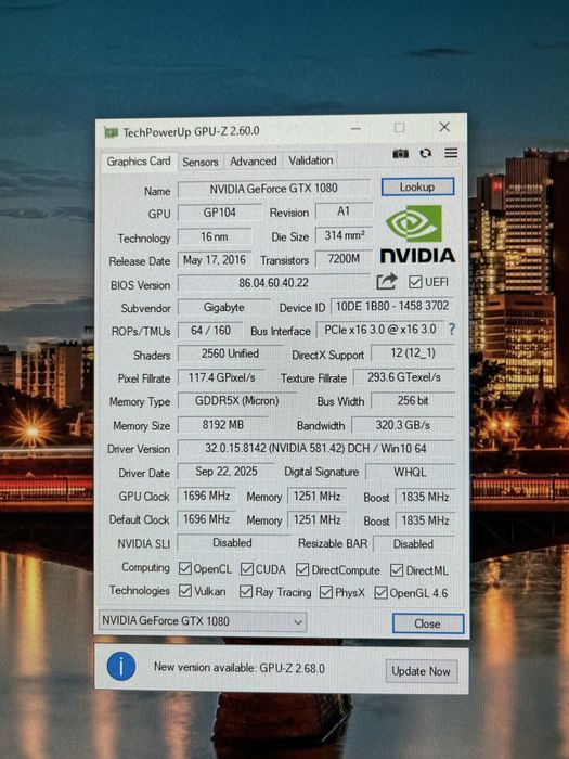 Placa Video Gigabyte GTX 1080 8gb GDDR5 Nvidia