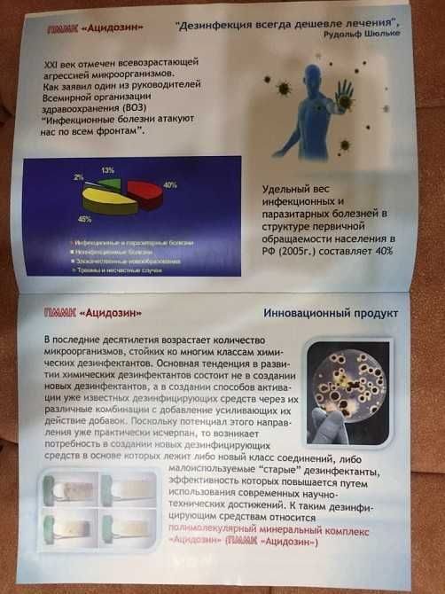 Дезинфицирующее средство для фонтанов и прочего АЦИДОЗИН (1л)-1шт