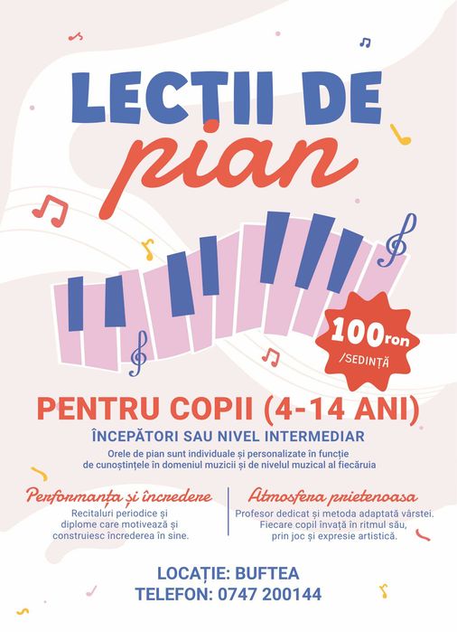 Lectii de pian copii 4-14 ani - Buftea