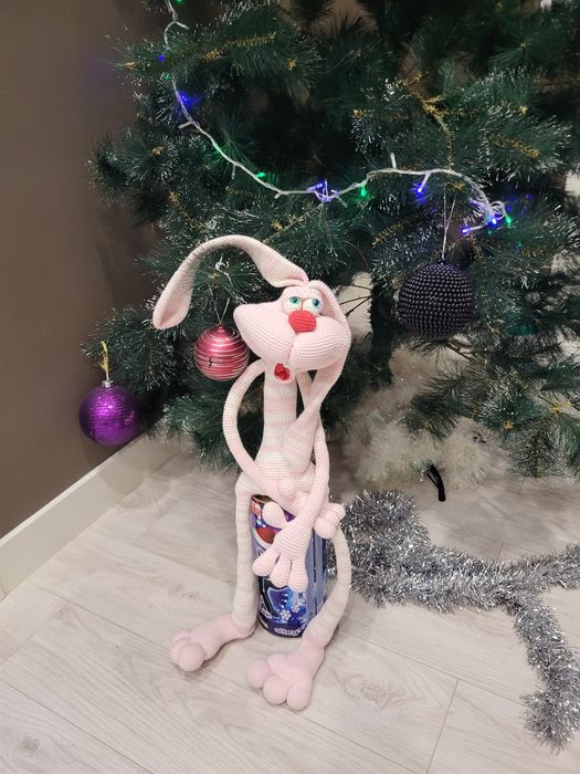Интерьерный заяц_вязаный заяц