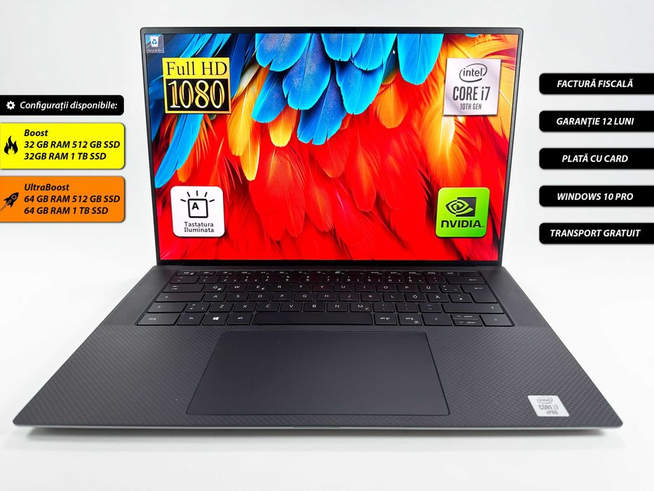 Laptop Dell Precision i7 gen 10 64 gb 1 TB SSD Cutie Garantie 12 luni