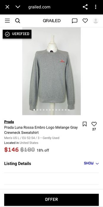 Суичър Prada × Luna Rossa  (Оригинал)