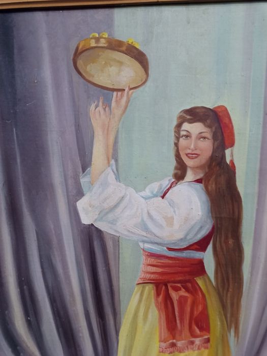 картина маслени бои Танцьорка с Даире (Ориенталски Мотив)