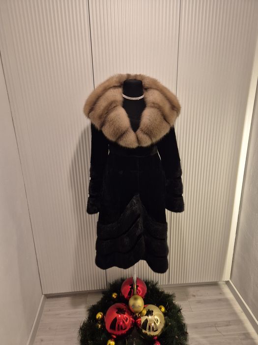 Норковая шуба капюшон Соболь