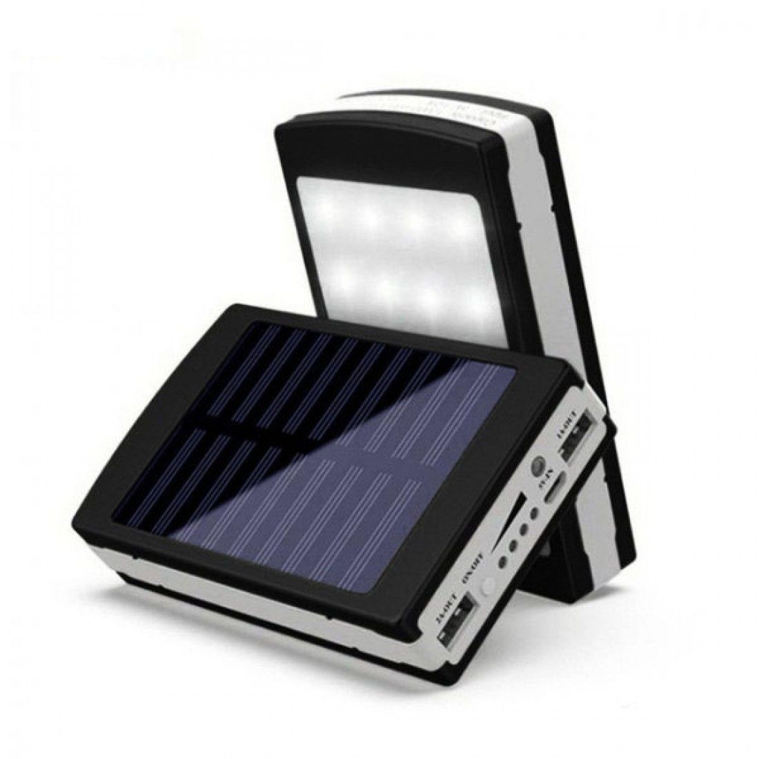 Соларна Външна батерия Power Bank Solar с 2 USB порта, светодиоден фен