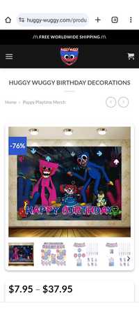 Изпратена- Декорация за рожден ден - Poppy Playtime, Huggy Wuggy