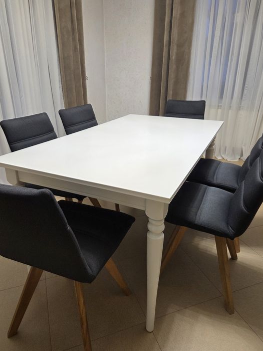 Vand masa living alba extensibila