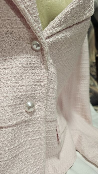 Sacou roz pudră elegant cu nasturi tip perle xl 42