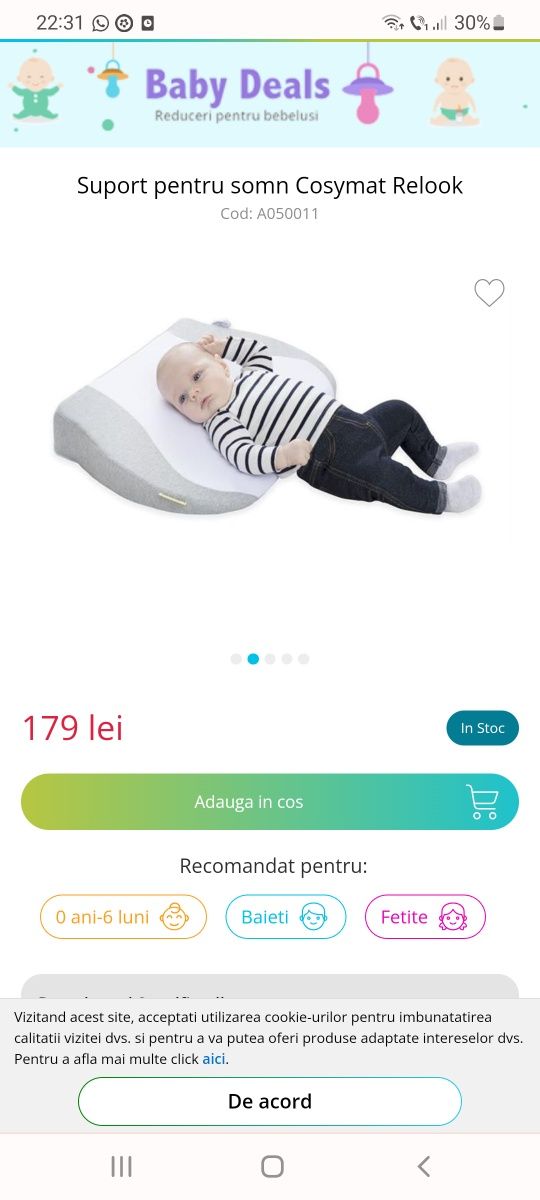 Suport perna pentru somn bebe Babymoov Cosymat