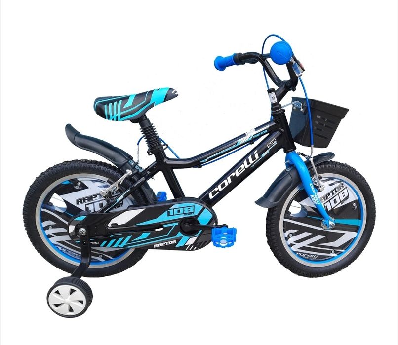 Велосипед Corelli Raptor 16", За деца, Single-Speed, Черен/Син, Включе