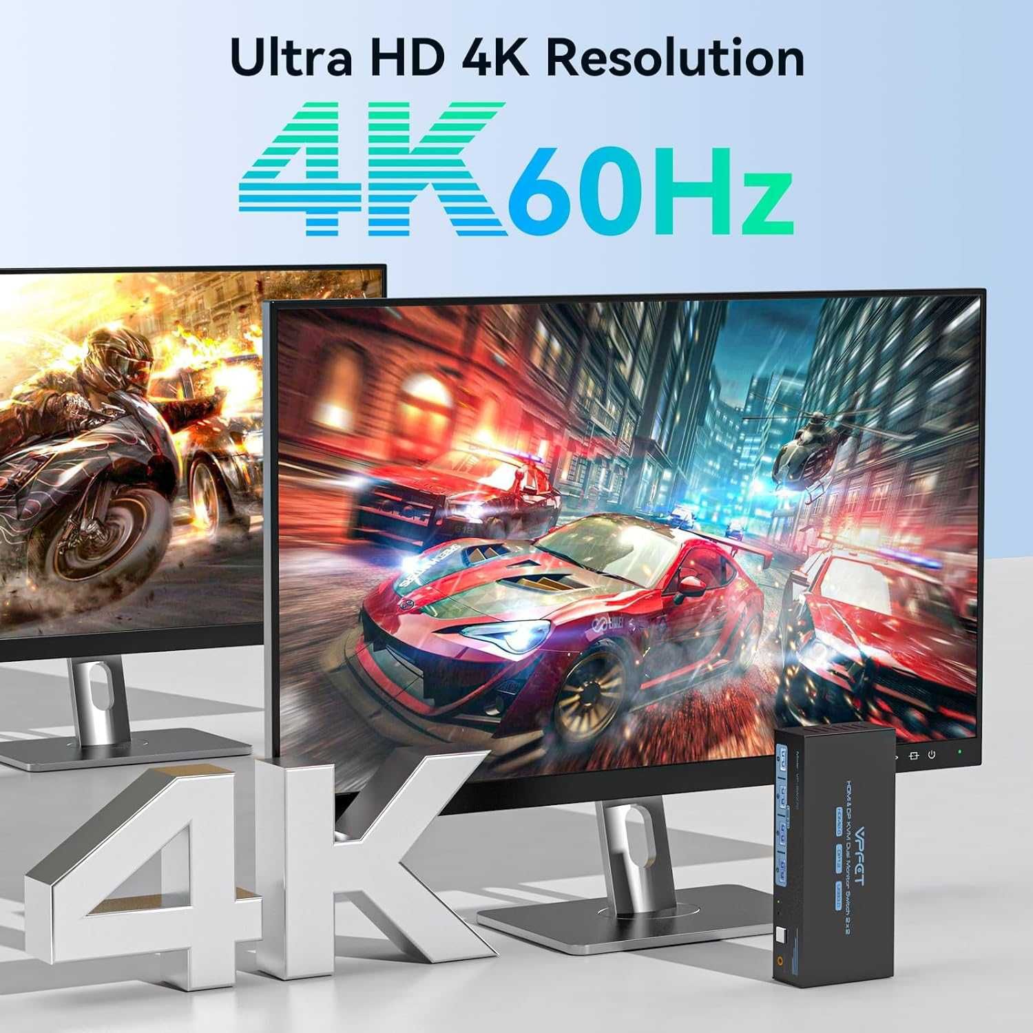 AILVLVNG HDMI Displayport KVM суич 2 монитора 2 компютъра 4K/60Hz