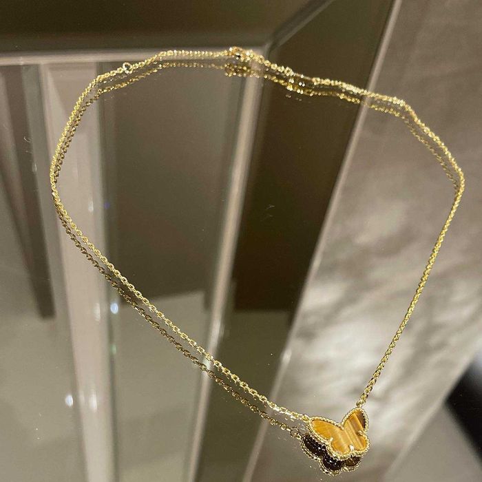 Van Cleef & Arpels VCA Lucky Alhambra Tiger Eye Butterfly Дамско Колие