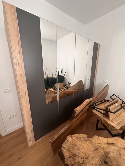 Dulap dressing oglinda lemn gri xxlutz