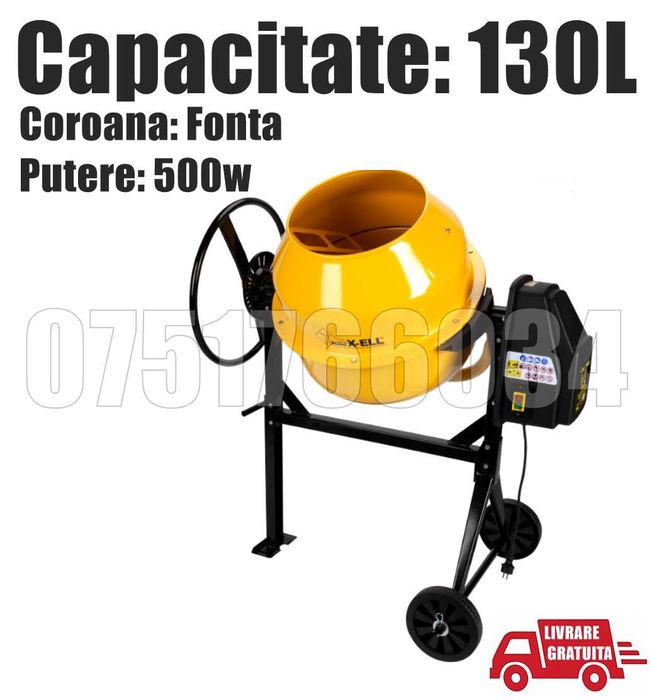 Betoniera 130 Litri 500w Beton Coroana Fonta + Livrare GRATUITA !