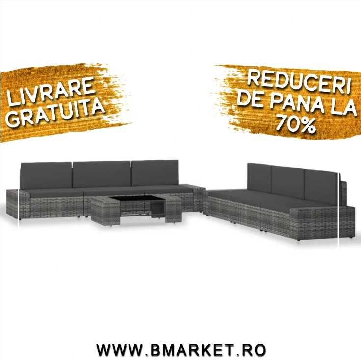 Set mobilier de gradina/terasa 2x canapea 7 piese Gri Ratan COMO