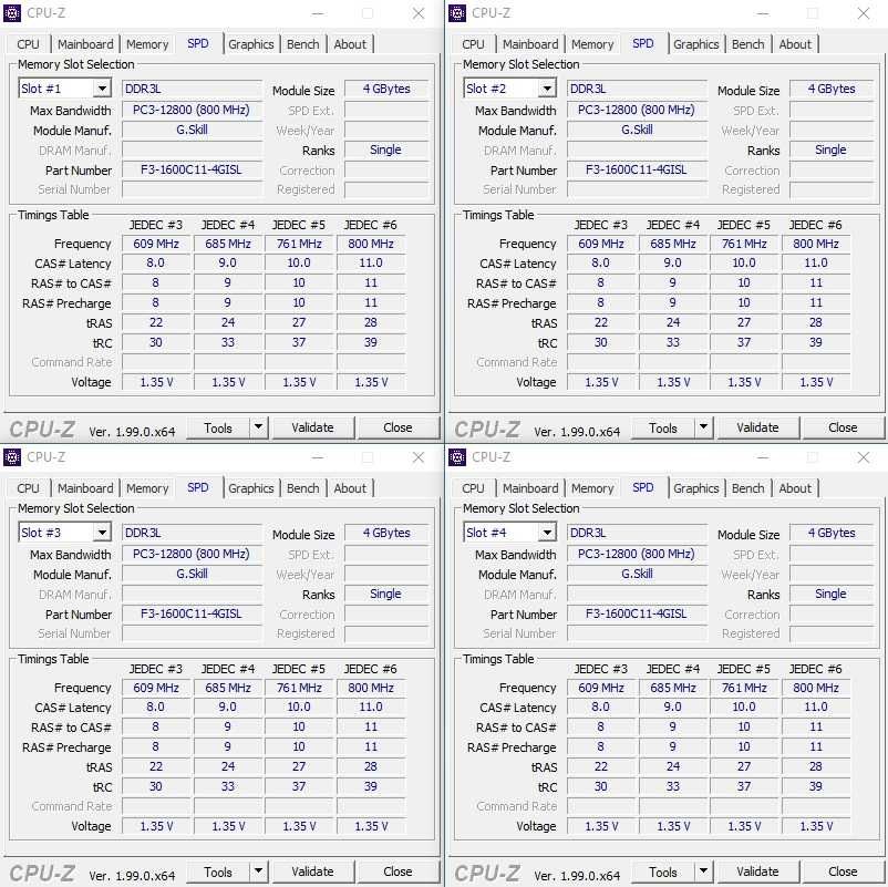 DDR3 G.skill Aegis 8GB kit (2x 4GB) 1600MHz RAM / рам памет на 1.35V