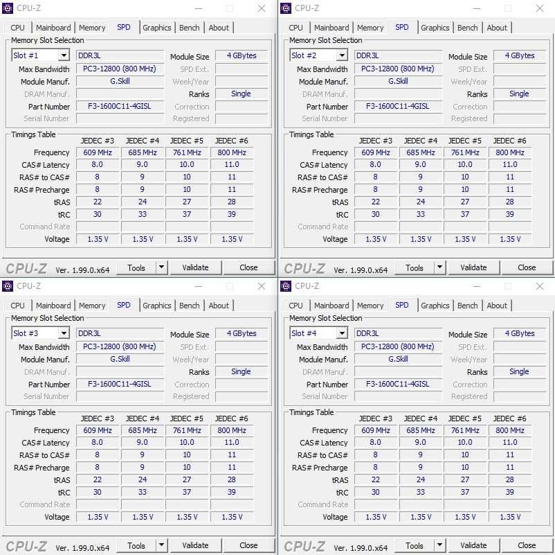 DDR3 G.skill Aegis 8GB kit (2x 4GB) 1600MHz RAM / рам памет на 1.35V