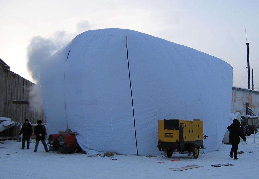 Палатки для отогрева спецтехники ангары пологи спецукрытия переносной