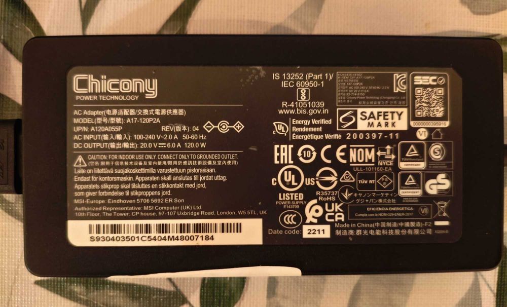 Incarcator MSI GF63 12VE